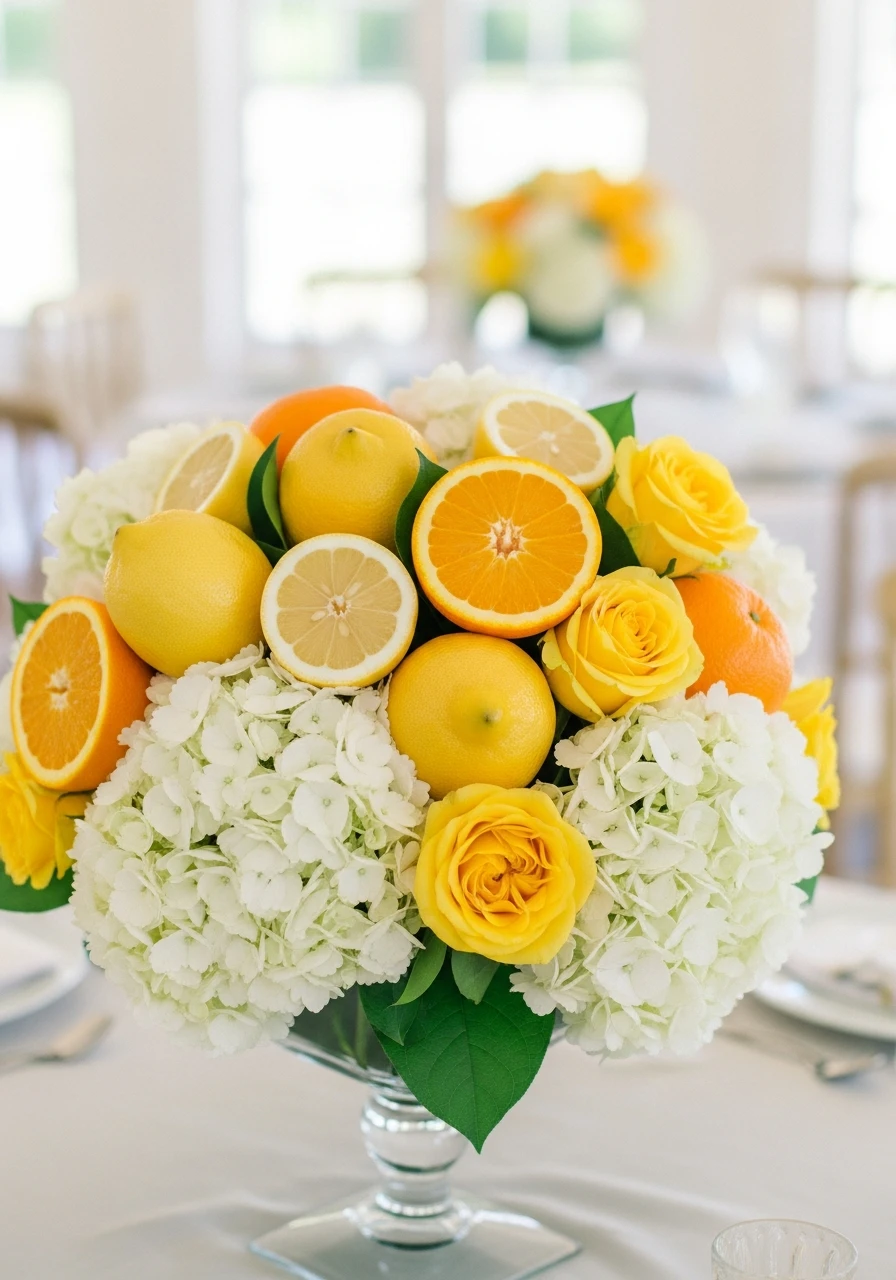 Bright Citrus Centerpiece - 50 Best Baby Shower Centerpiece Ideas