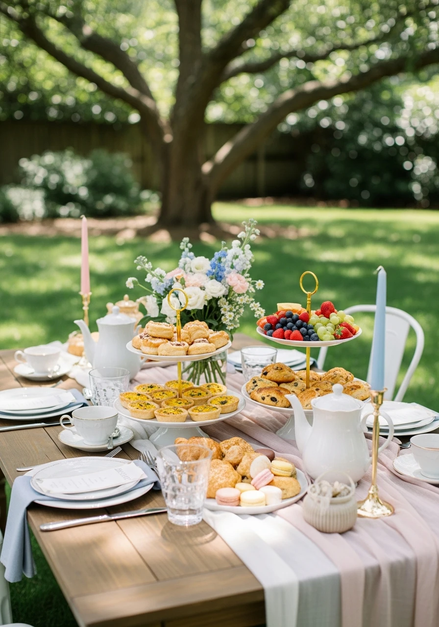 Brunch and Tea Combo - 50 Best Backyard Baby Shower Ideas for Easy Hosting