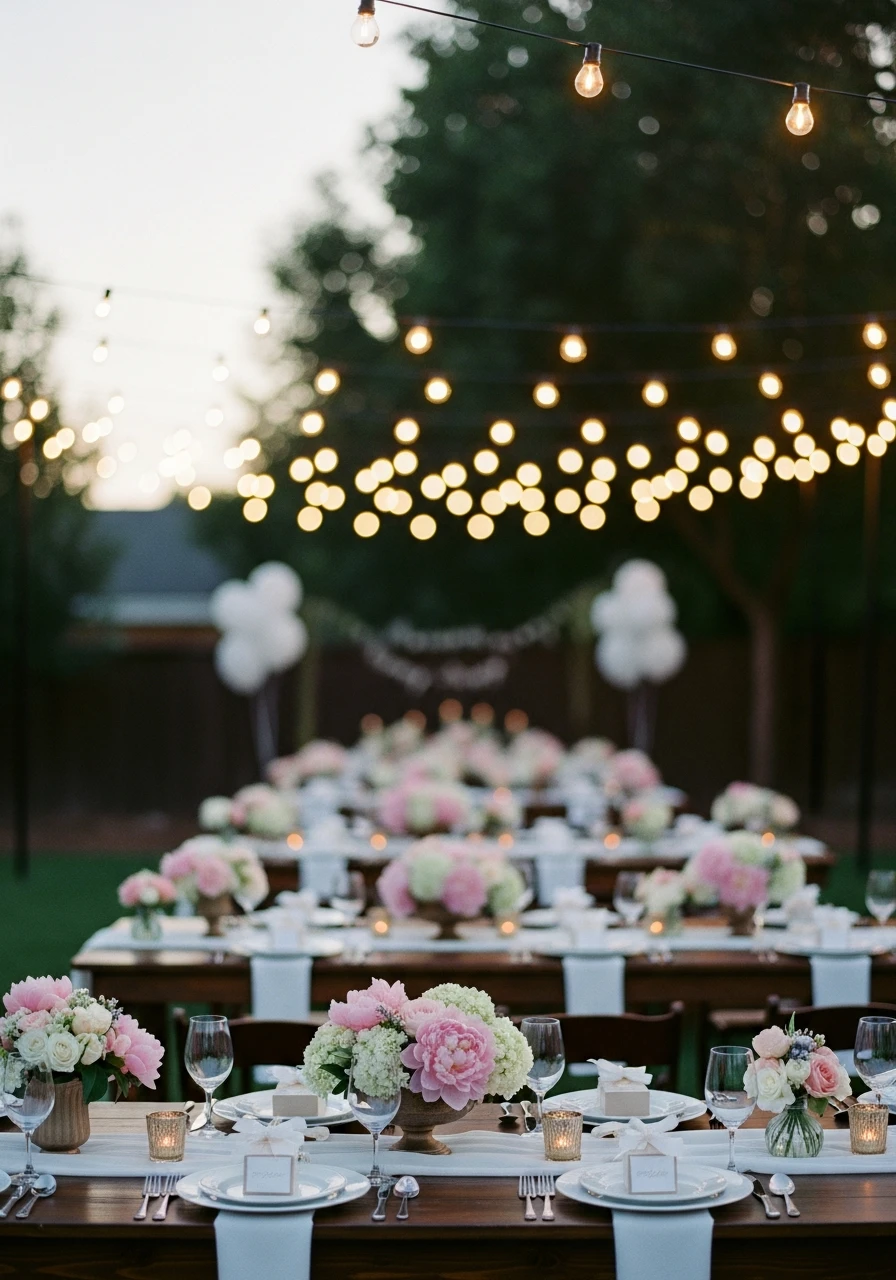 Cozy String Light Setup - 50 Best Backyard Baby Shower Ideas for Easy Hosting