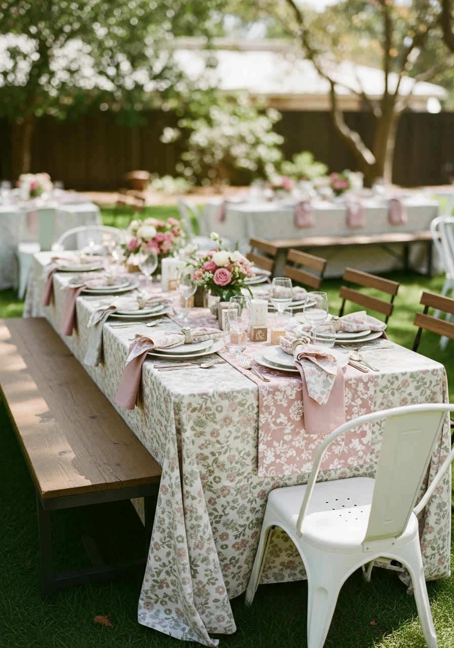 Matching Table Linens - 50 Best Backyard Baby Shower Ideas for Easy Hosting