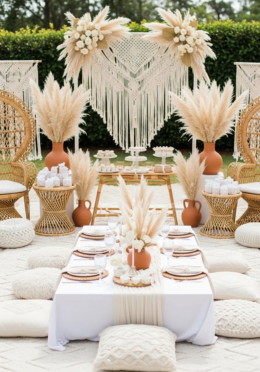 Relaxed Boho Chic Style - 50 Best Backyard Baby Shower Ideas for Easy Hosting