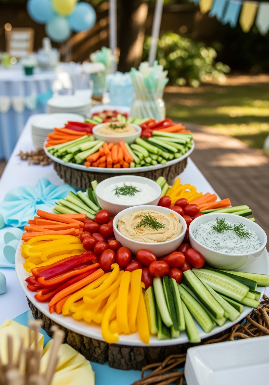 Fresh Veggie Display - 50 Best Backyard Baby Shower Ideas for Easy Hosting