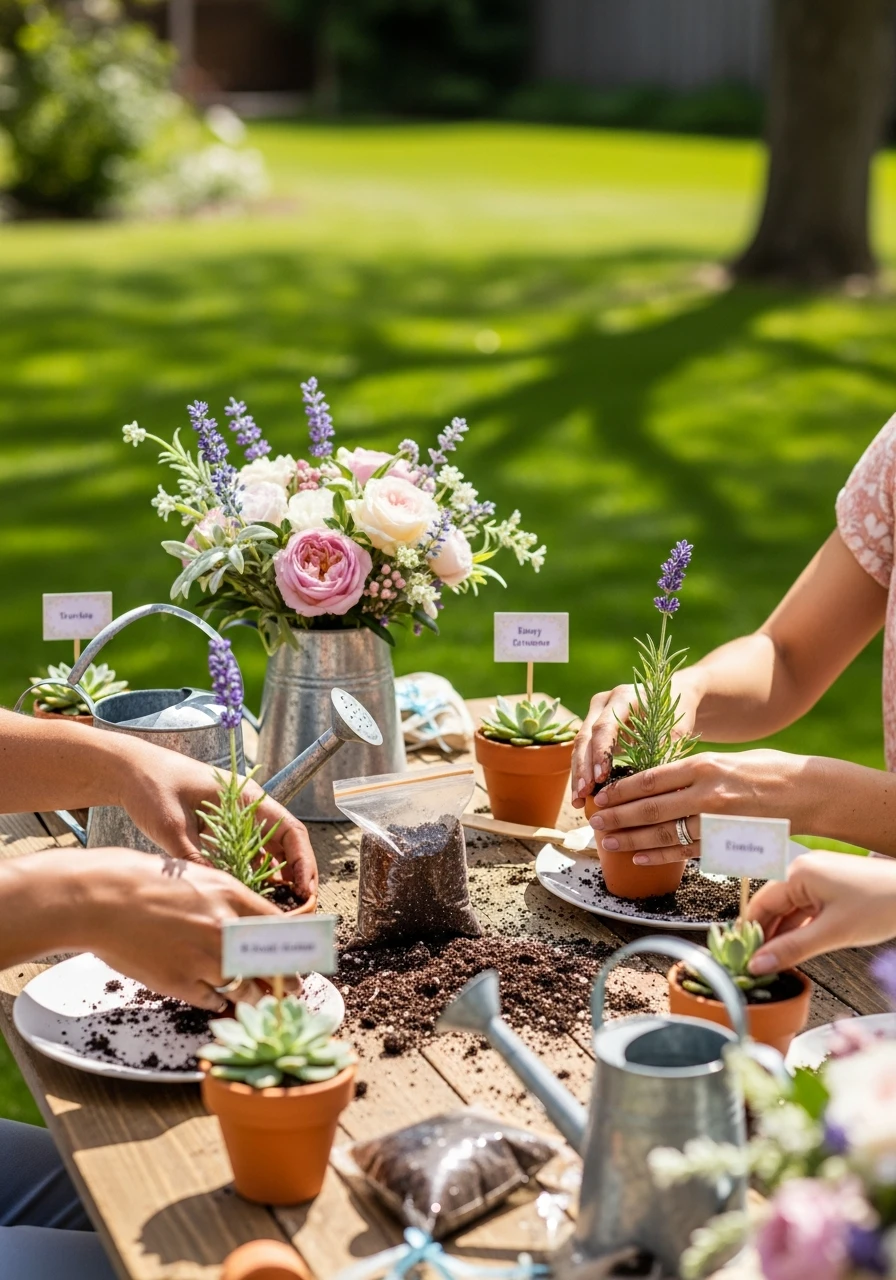Planting Activity Station - 50 Best Backyard Baby Shower Ideas for Easy Hosting