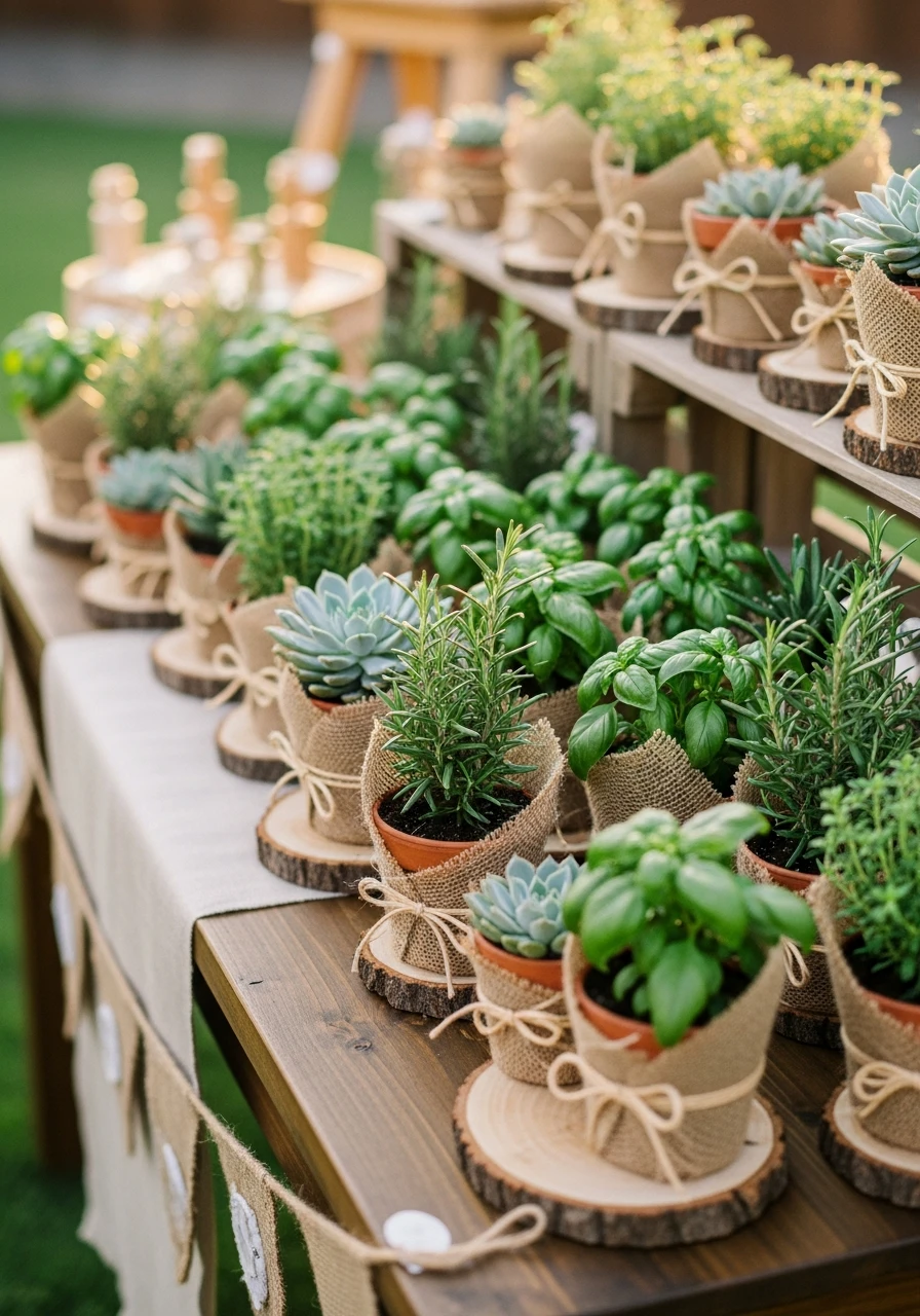 Mini Potted Plant Gifts - 50 Best Backyard Baby Shower Ideas for Easy Hosting