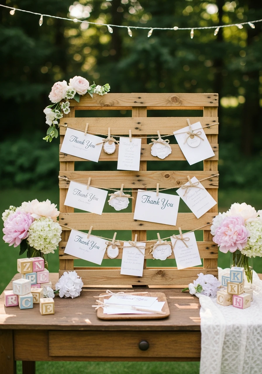 Thank You Note Display - 50 Best Backyard Baby Shower Ideas for Easy Hosting