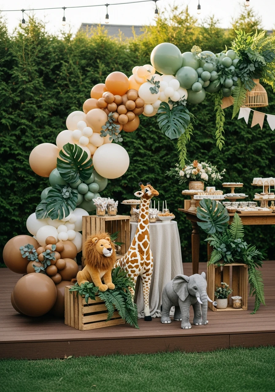 Cute Safari Animal Theme - 50 Best Backyard Baby Shower Ideas for Easy Hosting