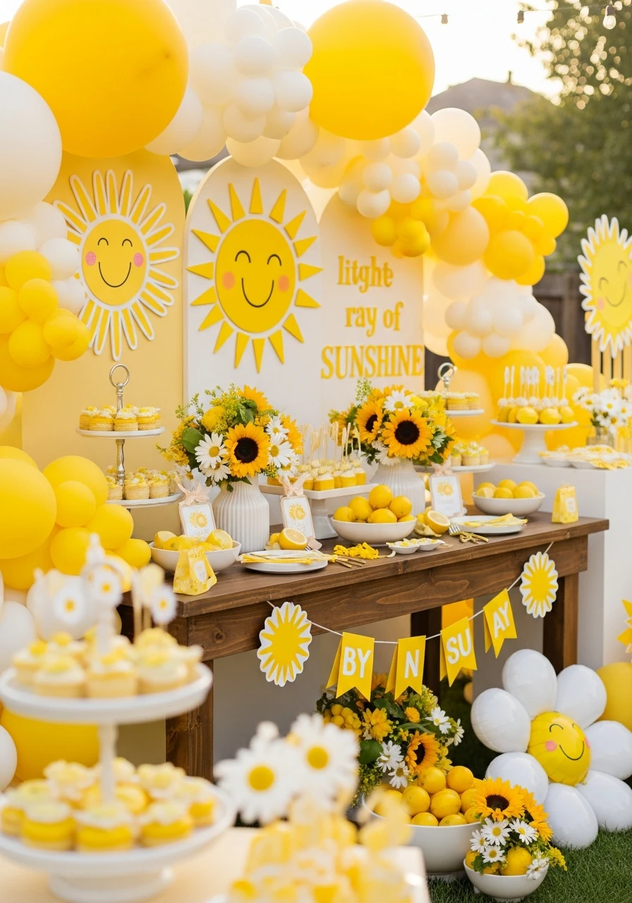 Bright Yellow Sunshine Party - 50 Best Backyard Baby Shower Ideas for Easy Hosting