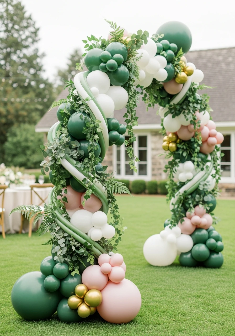 Balloons and Greenery Combo - 50 Best Balloon Arch Ideas for Your Party