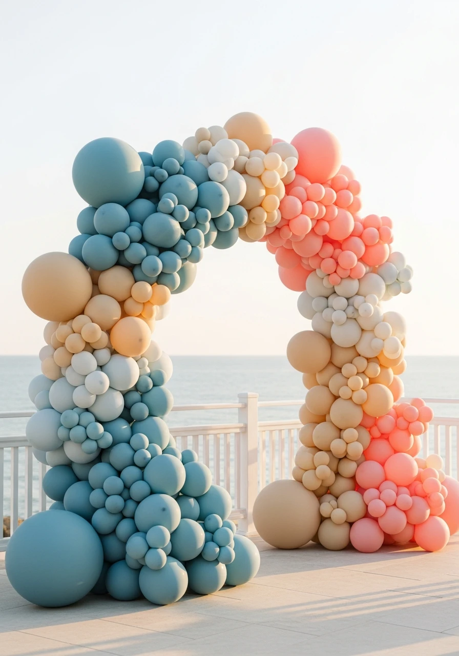 Beach-Inspired Pastel Arch - 50 Best Balloon Arch Ideas for Your Party