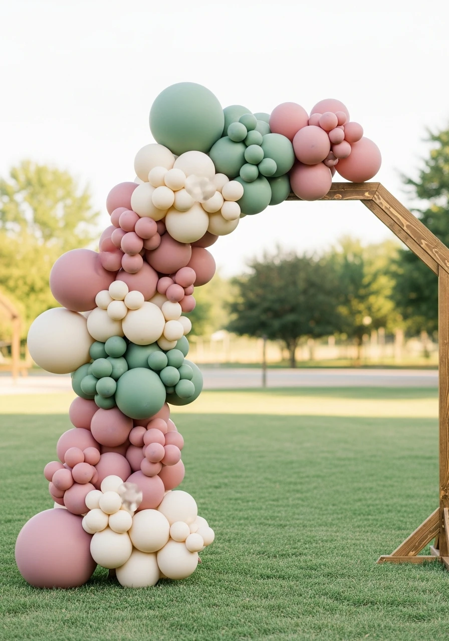 Garland on Wooden Arch Frame - 50 Best Balloon Arch Ideas for Your Party