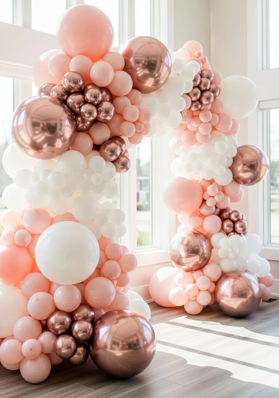 Rose Gold Bridal Shower Arch - 50 Best Balloon Arch Ideas for Your Party