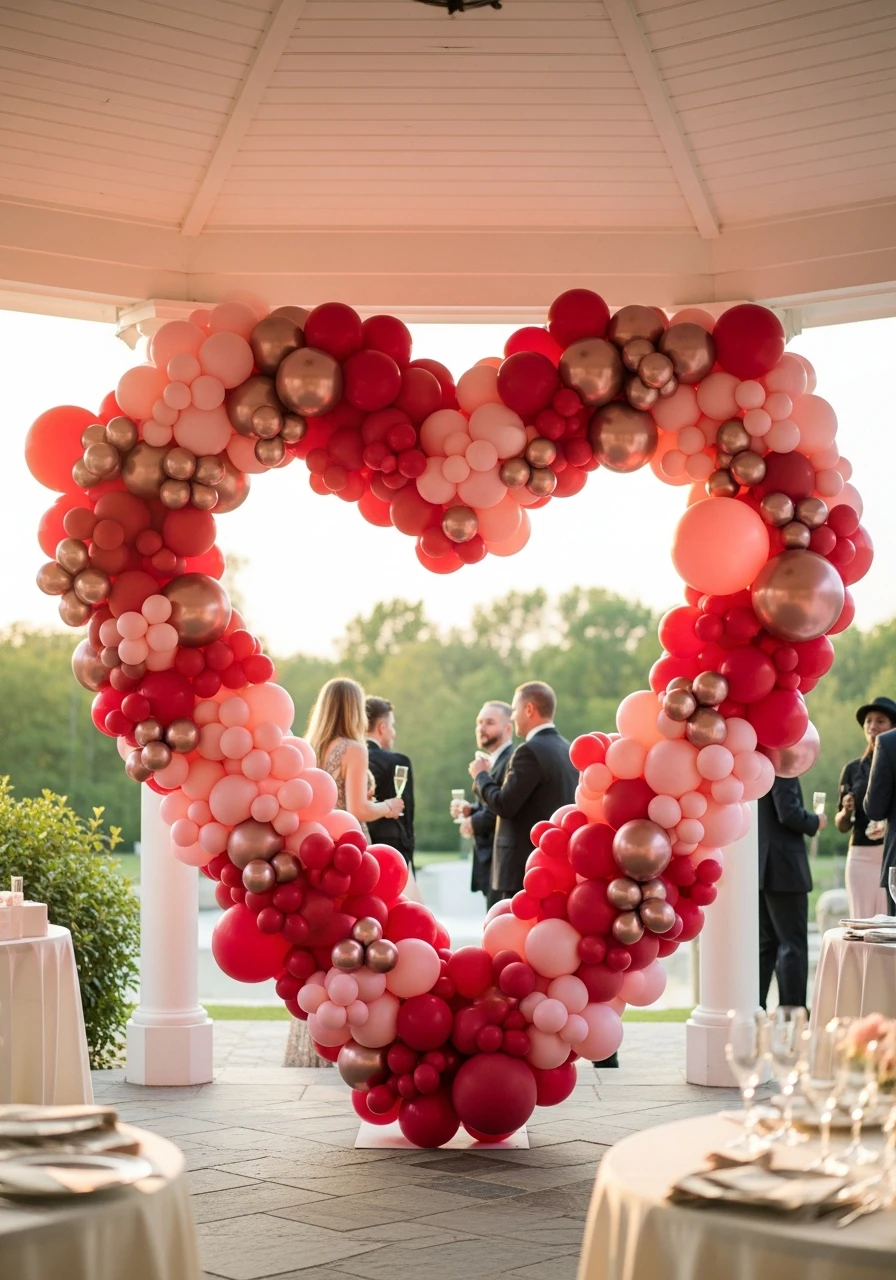 Heart-Shaped Balloon Arch - 50 Best Balloon Arch Ideas for Your Party
