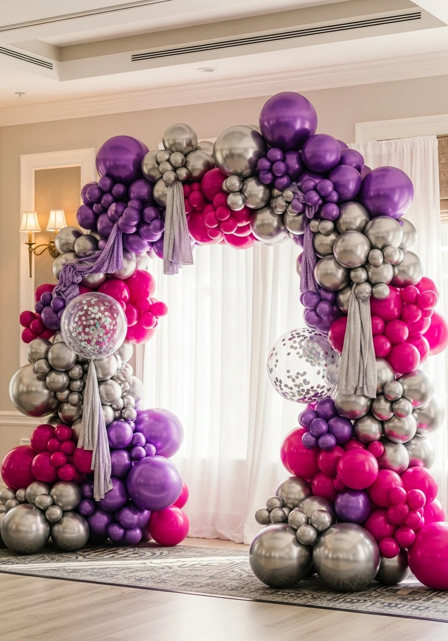 Glam Sweet Sixteen Arch - 50 Best Balloon Arch Ideas for Your Party