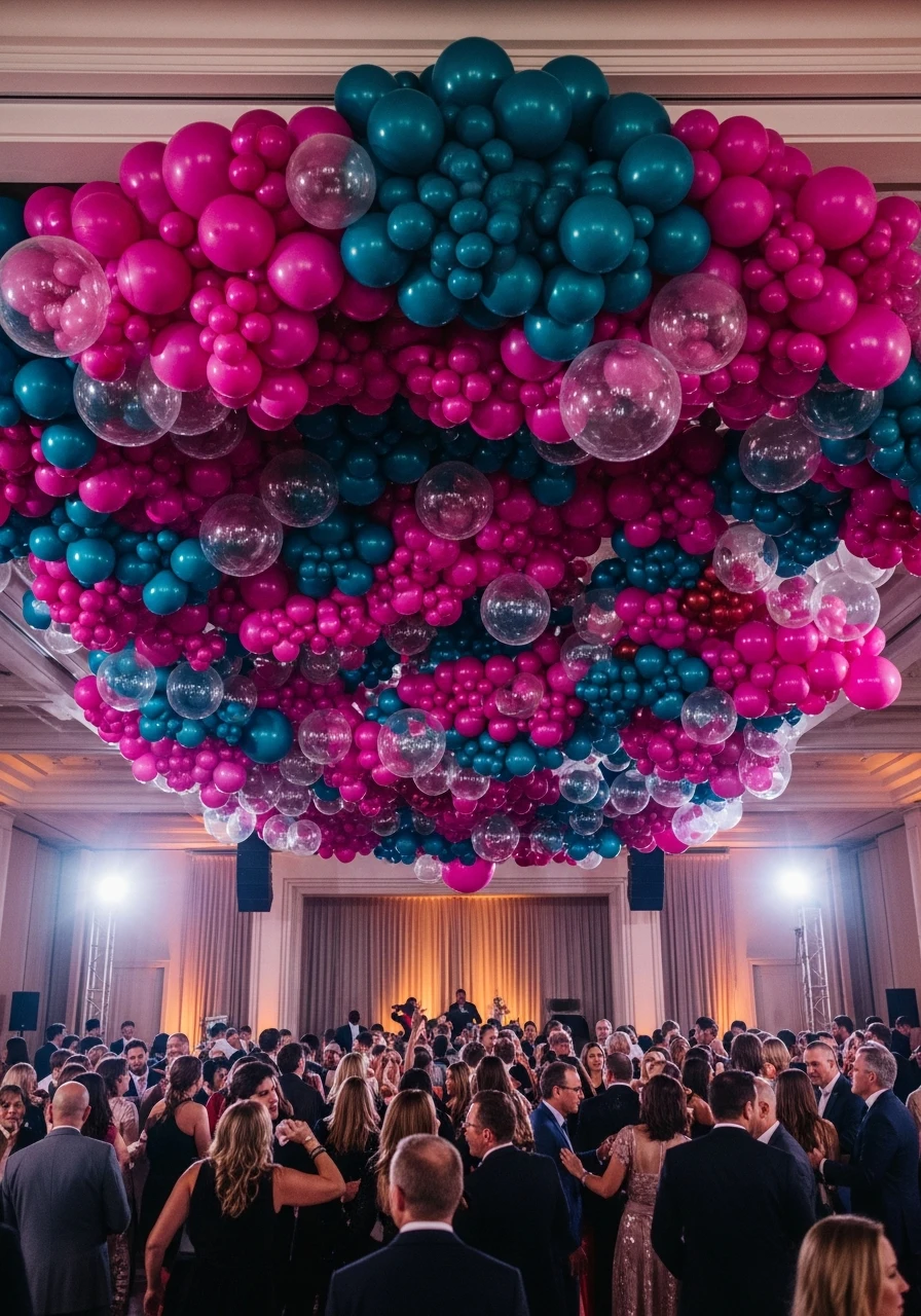 The Dance Floor Cloud: Overhead Balloon Arch - 50 Best Balloon Arch Ideas for Your Party
