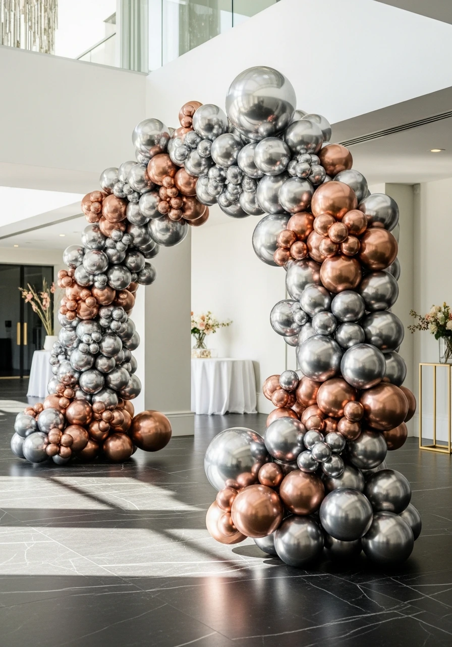Futuristic Chrome Metallic Arch - 50 Best Balloon Arch Ideas for Your Party