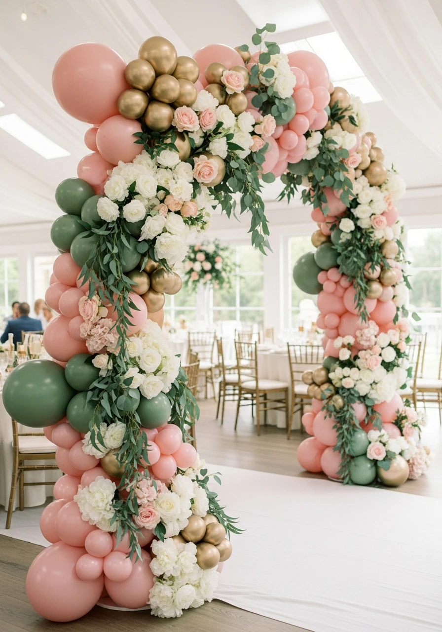 Balloon and Floral Garland - 50 Best Balloon Arch Ideas for Your Party