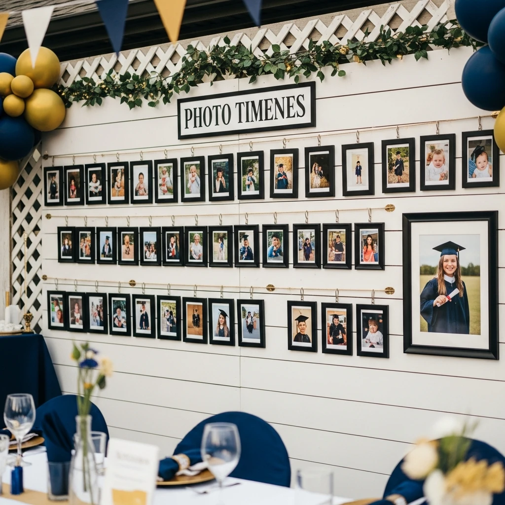 Photo Timeline Display - 50 Boys Graduation Party Ideas That Are Fun and Easy
