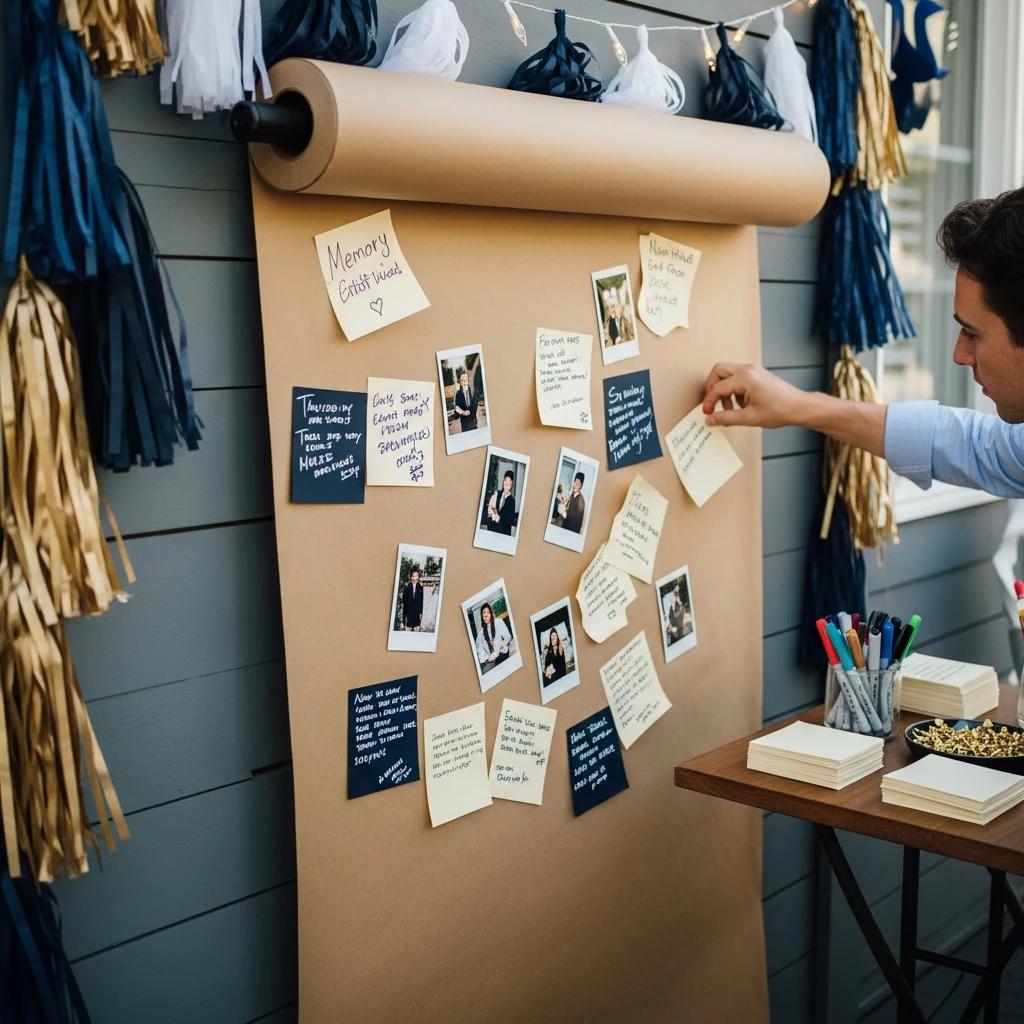 Memory Lane Guest Wall - 50 Boys Graduation Party Ideas That Are Fun and Easy