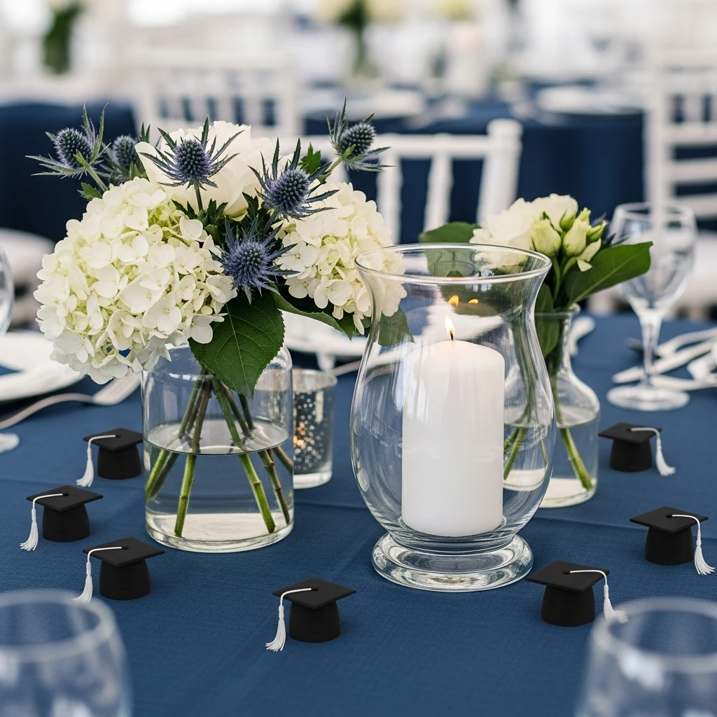 Cap Centerpiece Decor - 50 Boys Graduation Party Ideas That Are Fun and Easy