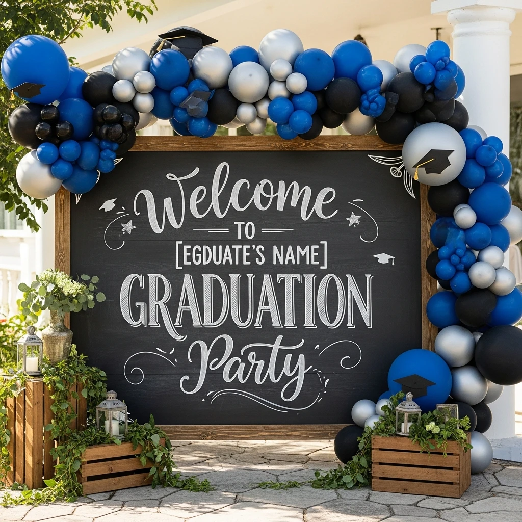 Chalkboard Welcome Sign - 50 Boys Graduation Party Ideas That Are Fun and Easy