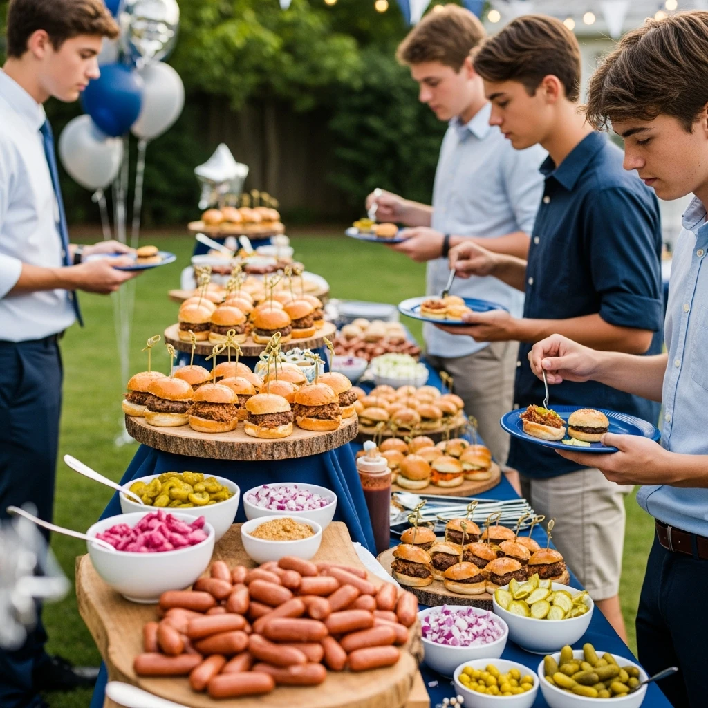 Slider and Hot Dog Bar - 50 Boys Graduation Party Ideas That Are Fun and Easy