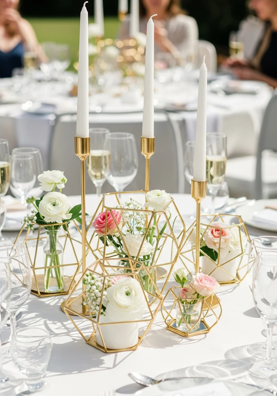 Chic Geometric Candle Holders - 50 Best Bridal Shower Centerpiece Ideas for Every Celebration