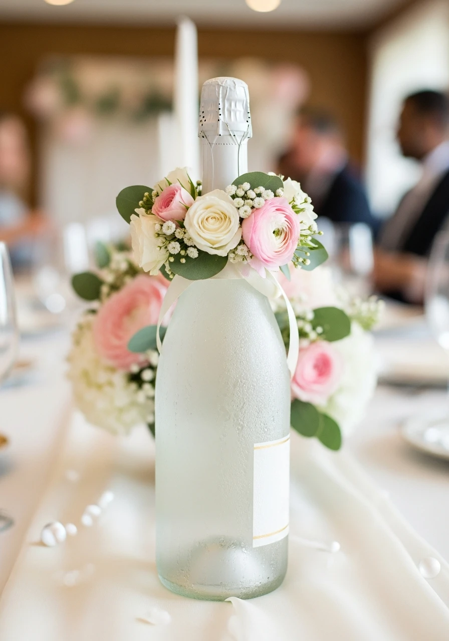 Celebration Bottle Floral Accent - 50 Best Bridal Shower Centerpiece Ideas for Every Celebration