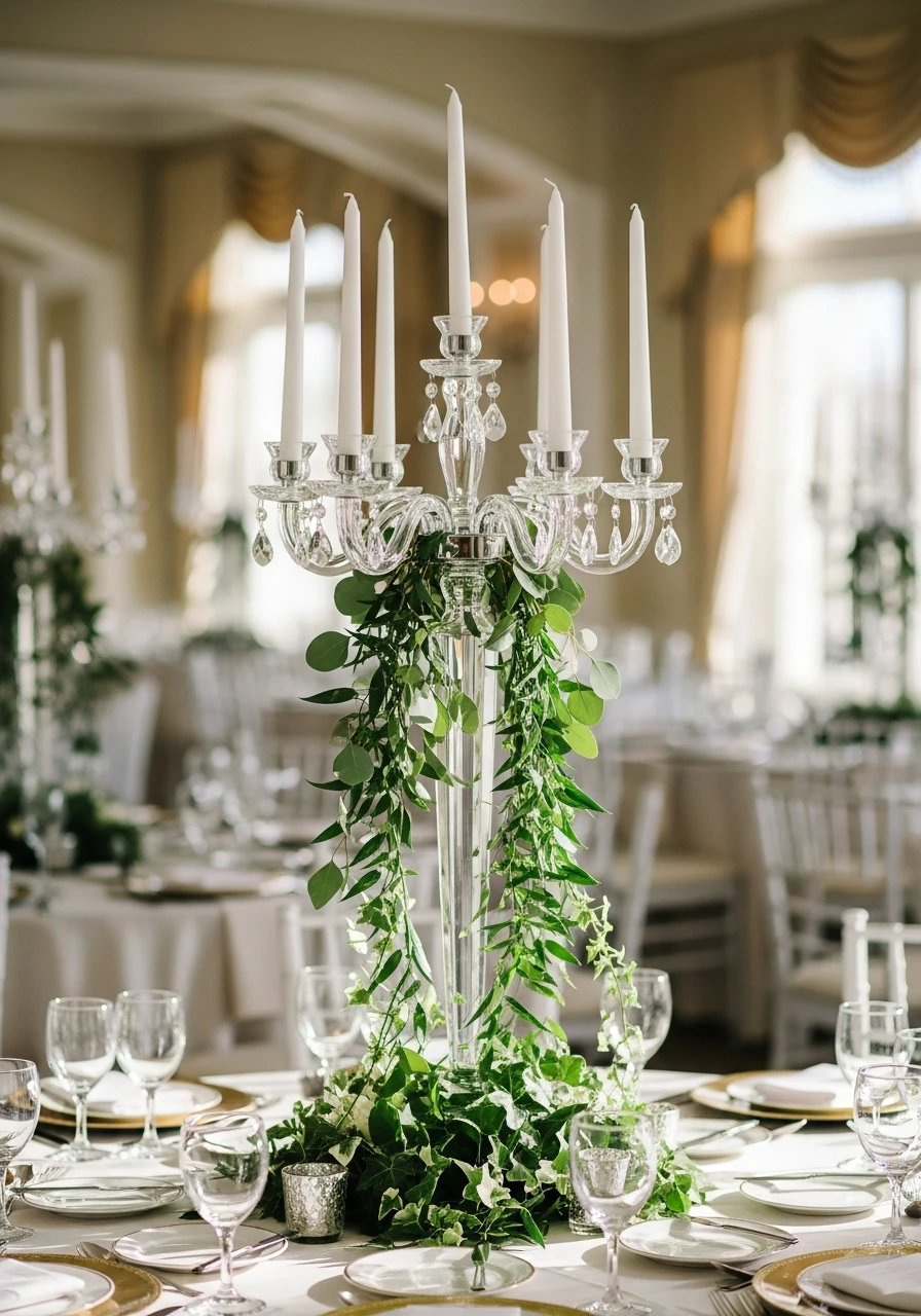 Luxurious Crystal Candelabra - 50 Best Bridal Shower Centerpiece Ideas for Every Celebration