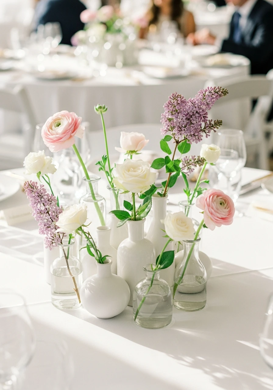 Minimalist Bud Vase Grouping - 50 Best Bridal Shower Centerpiece Ideas for Every Celebration