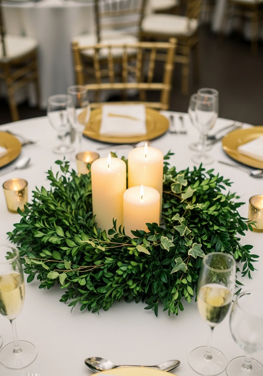 Cozy Greenery Wreath Center - 50 Best Bridal Shower Centerpiece Ideas for Every Celebration