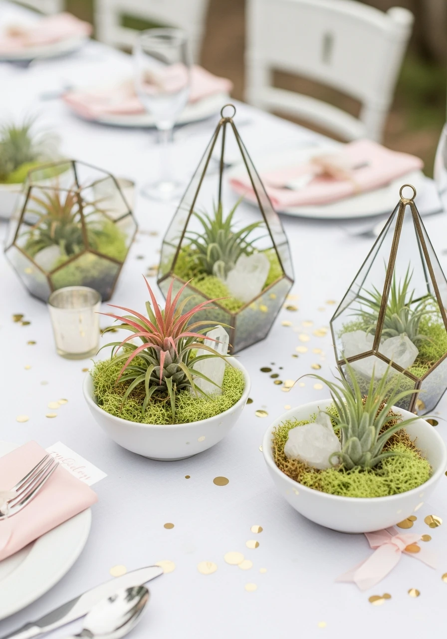 Contemporary Air Plant Terrarium - 50 Best Bridal Shower Centerpiece Ideas for Every Celebration