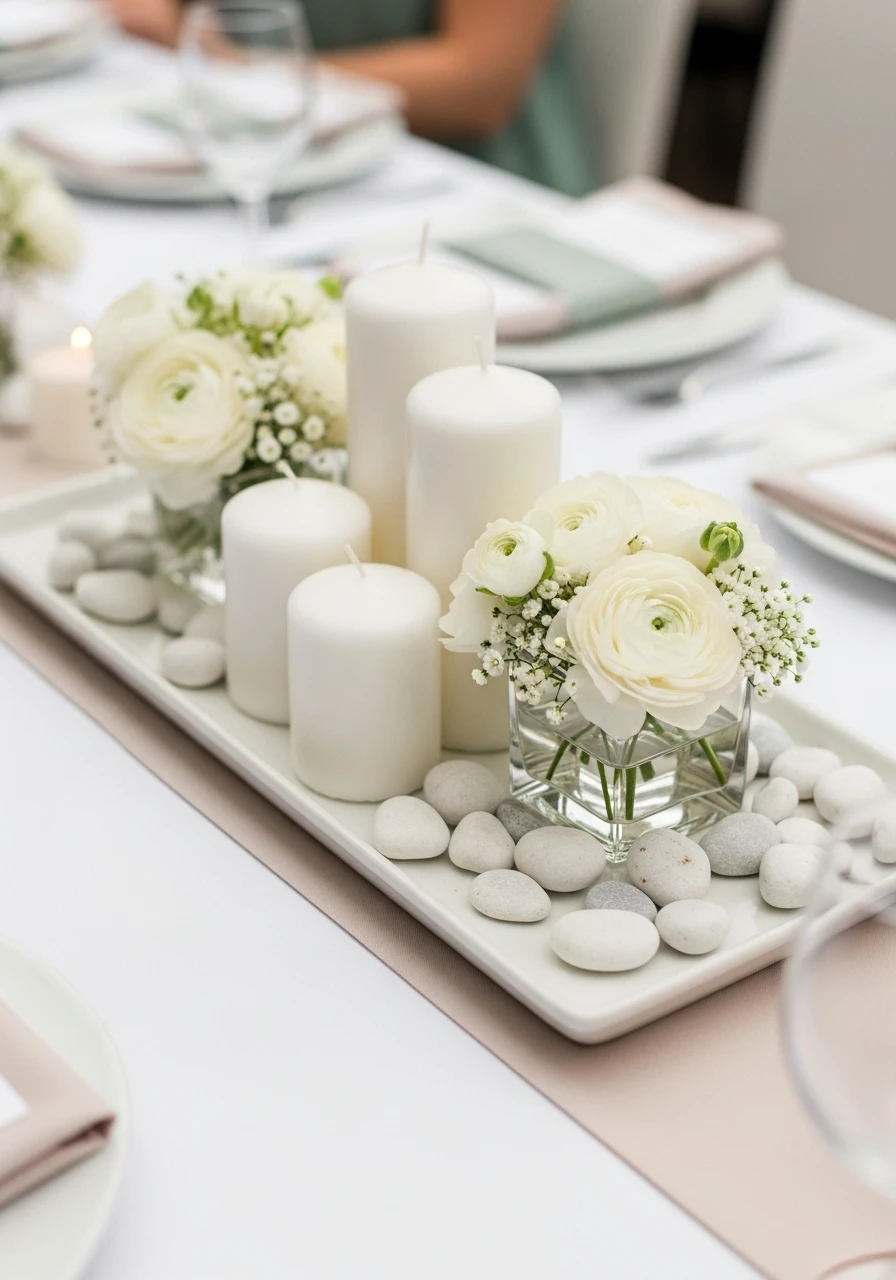 Clean White Ceramic Tray Look - 50 Best Bridal Shower Centerpiece Ideas for Every Celebration