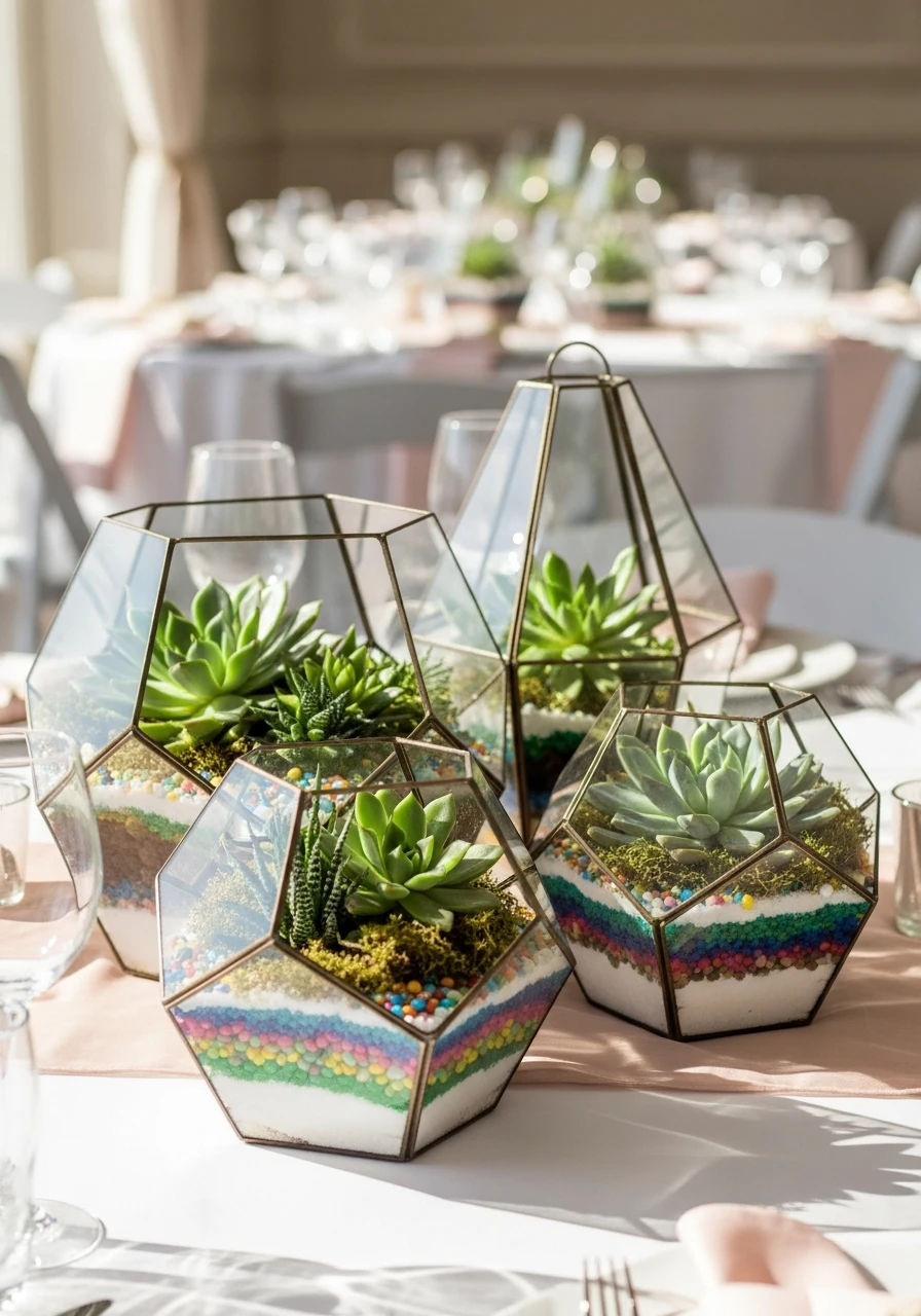 Trendy Geometric Succulent - 50 Best Bridal Shower Centerpiece Ideas for Every Celebration