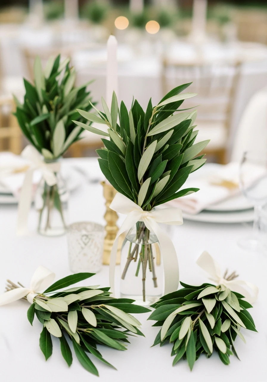 Simple Ribbon Greenery Bundle - 50 Best Bridal Shower Centerpiece Ideas for Every Celebration
