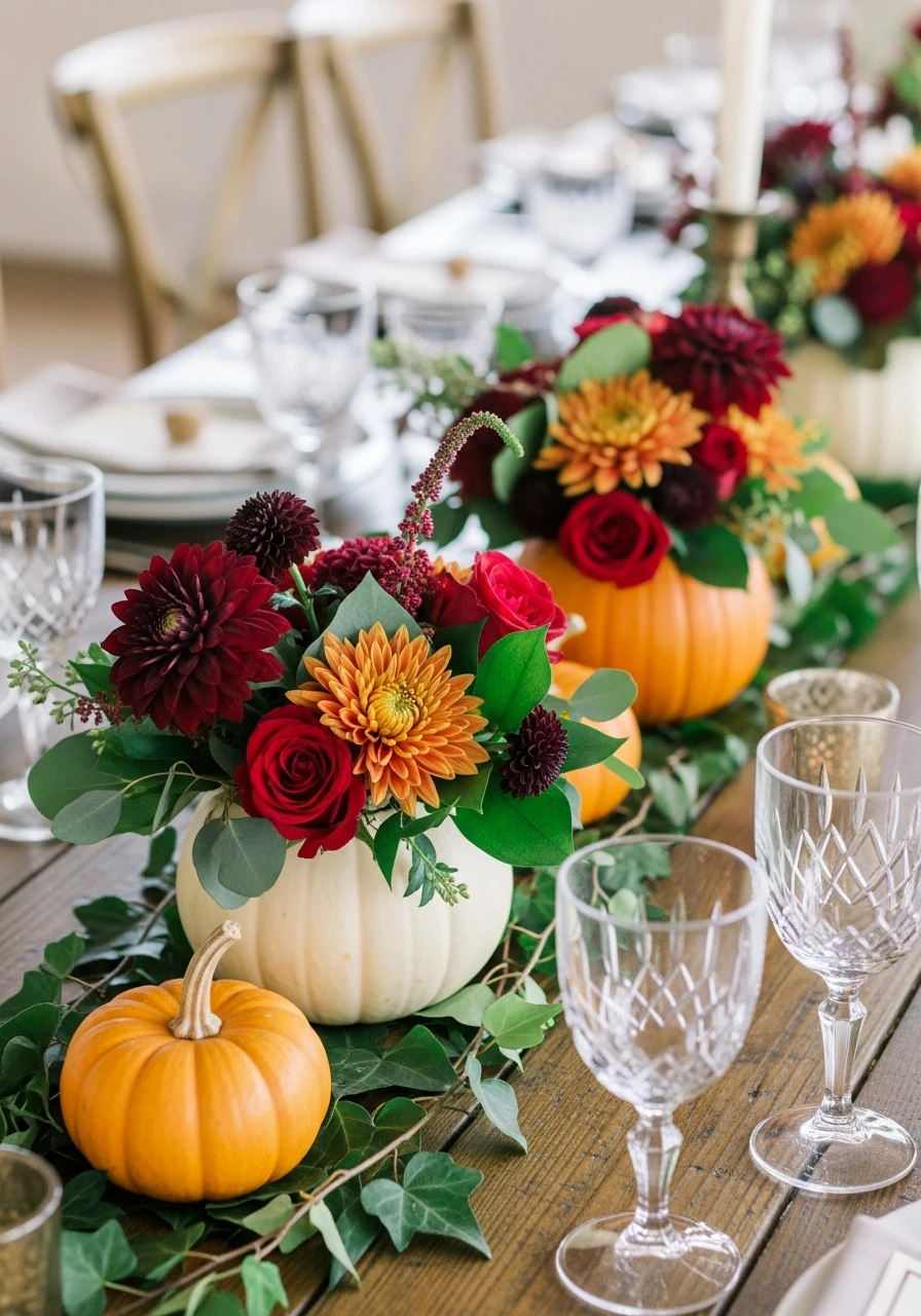 Fall Pumpkin Flower Centerpiece - 50 Best Bridal Shower Centerpiece Ideas for Every Celebration