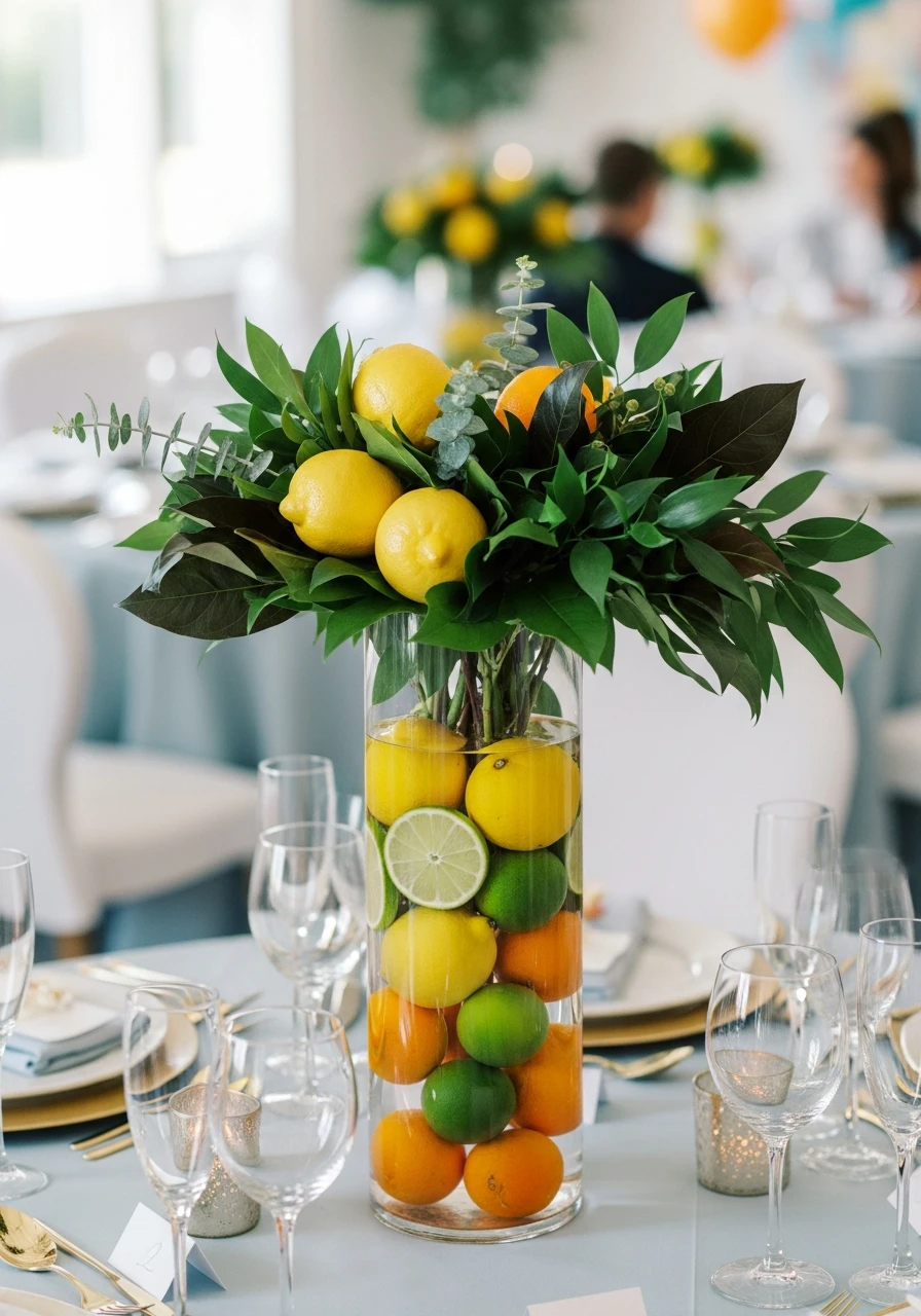 Bright Citrus and Greenery - 50 Best Bridal Shower Centerpiece Ideas for Every Celebration