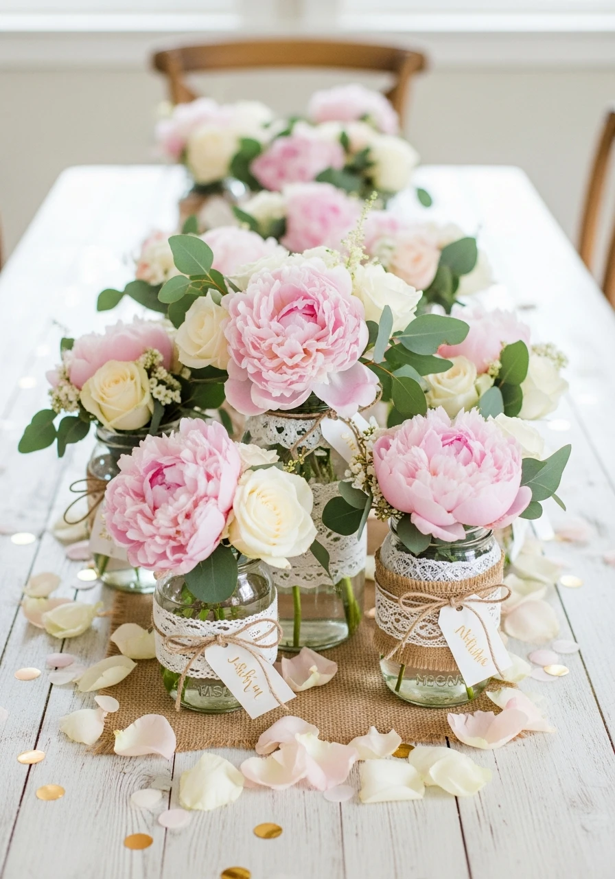 Personalized Mason Jar Decor - 50 Best Bridal Shower Centerpiece Ideas for Every Celebration