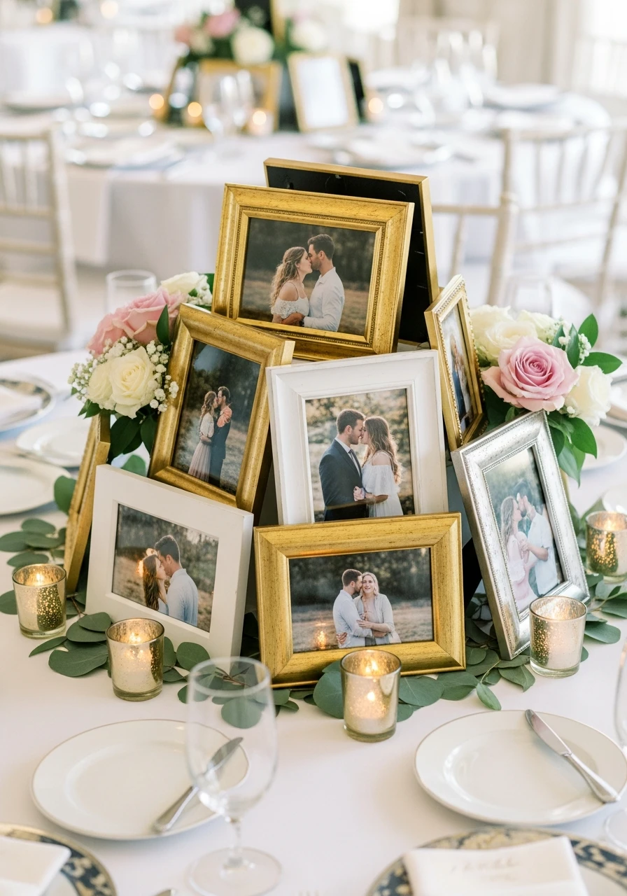 Couple Photo Frame Display - 50 Best Bridal Shower Centerpiece Ideas for Every Celebration