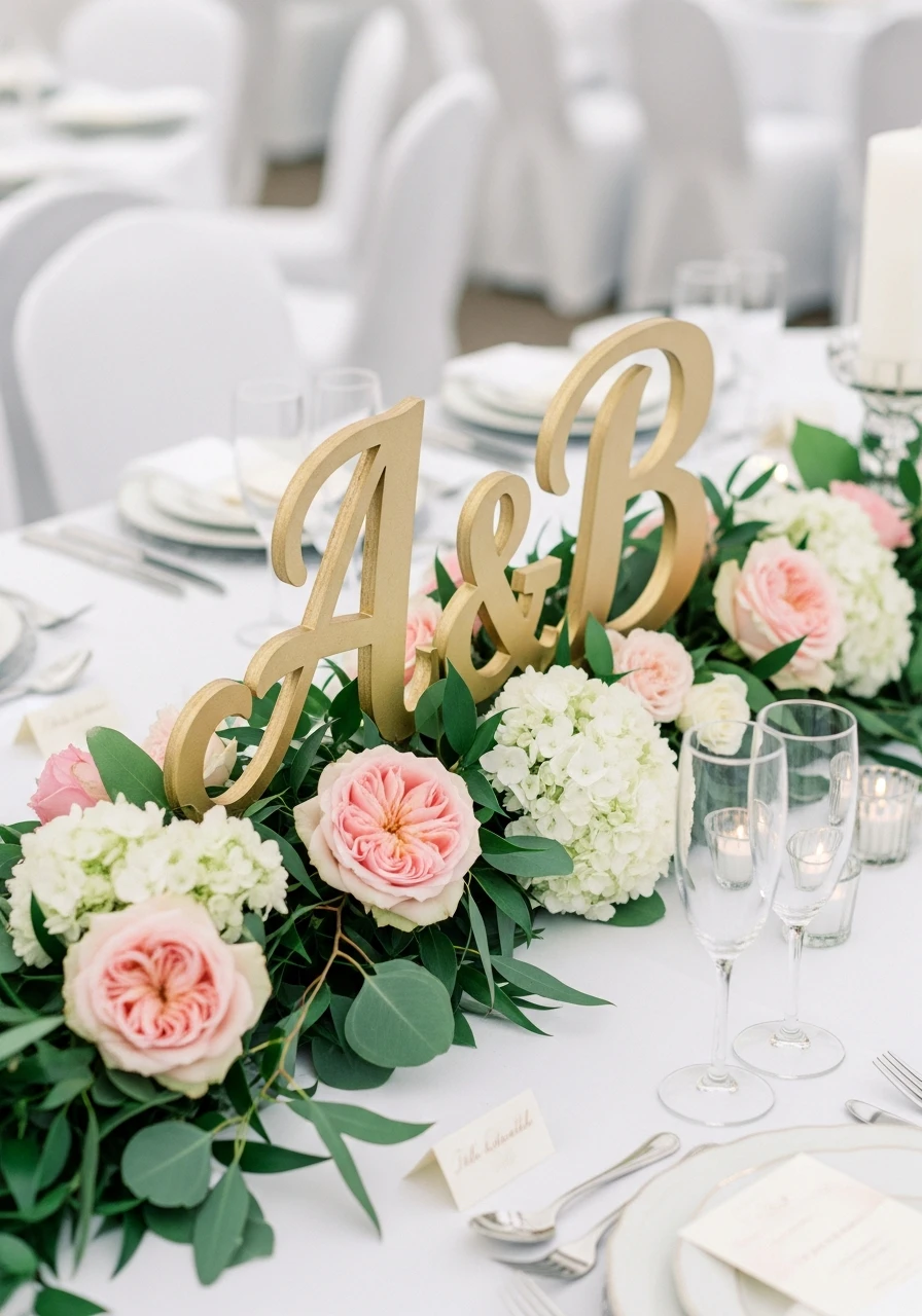 Initial or Name Plaque Accent - 50 Best Bridal Shower Centerpiece Ideas for Every Celebration