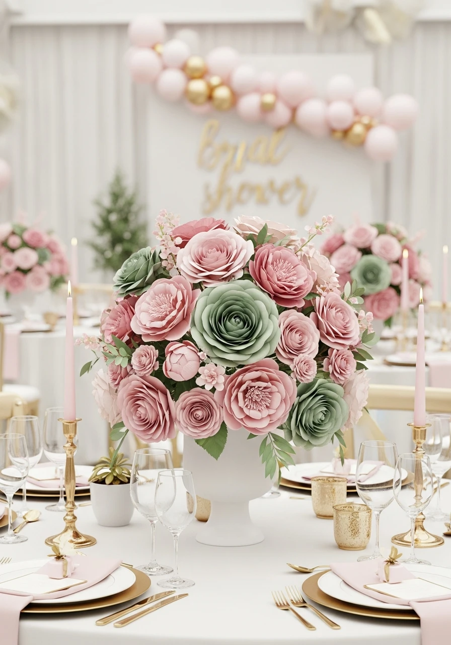 DIY Paper Flower Centerpiece - 50 Best Bridal Shower Centerpiece Ideas for Every Celebration