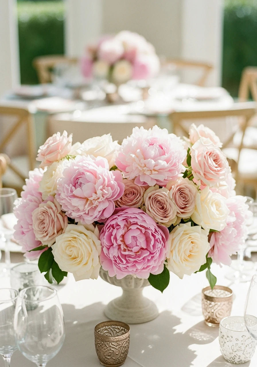 Romantic Peony and Rose Mix - 50 Best Bridal Shower Centerpiece Ideas for Every Celebration
