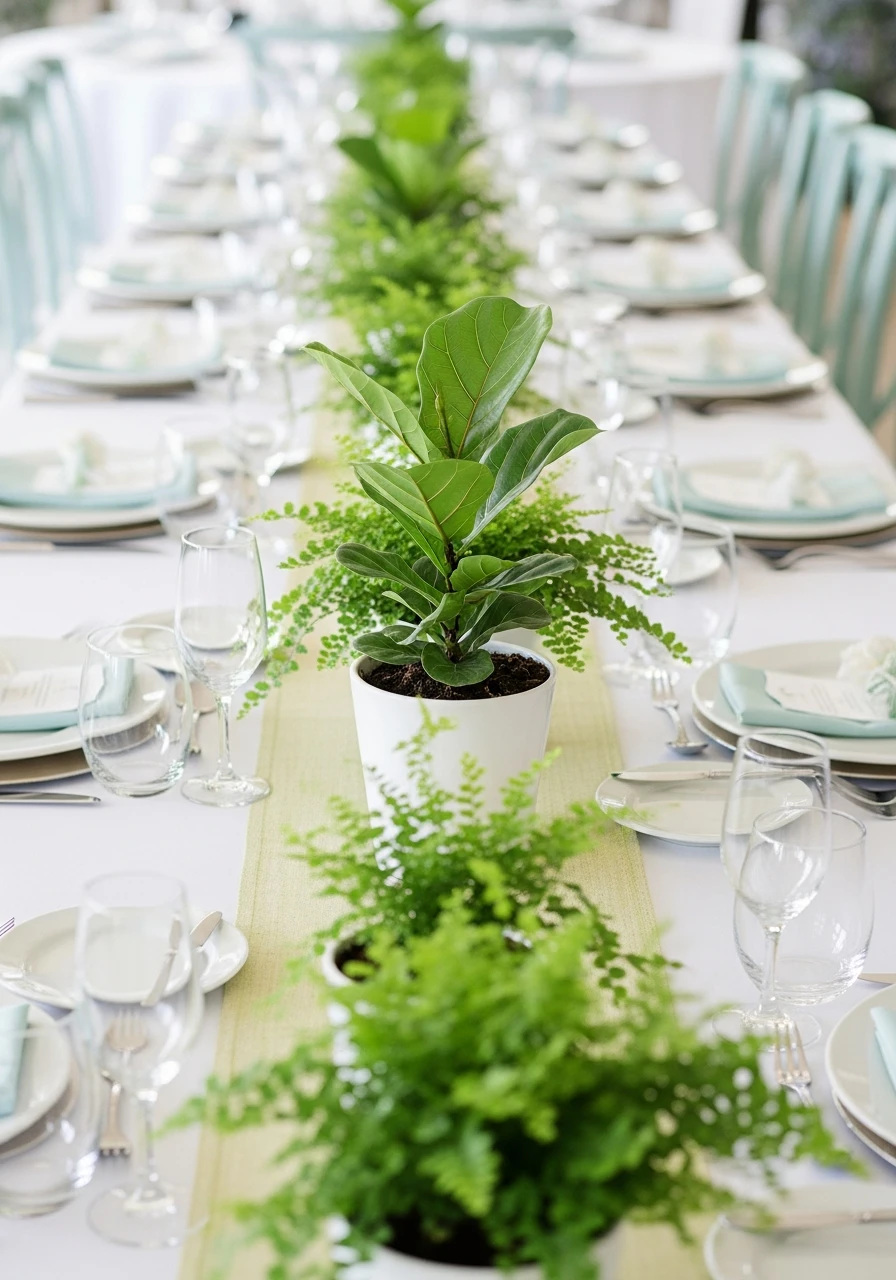 Modern Potted Green Plants - 50 Best Bridal Shower Centerpiece Ideas for Every Celebration
