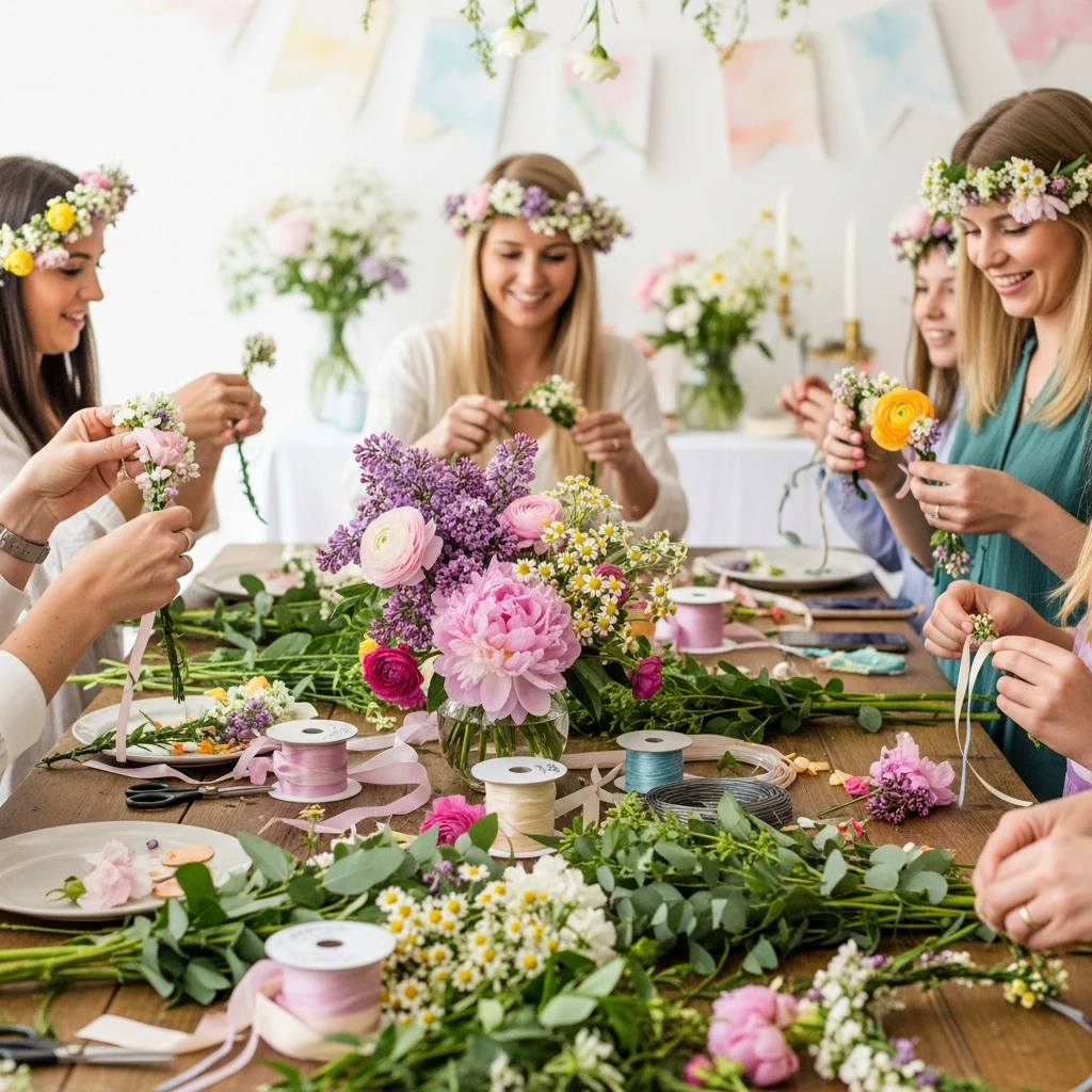 DIY Flower Crown Workshop - 50 Best Spring Birthday Party Ideas for Adults and Kids
