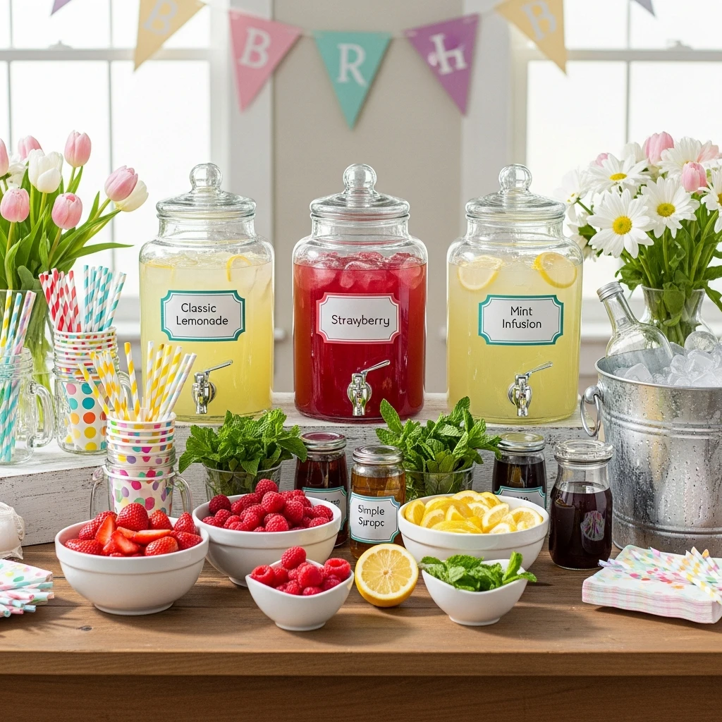 Build-Your-Own Lemonade Bar - 50 Best Spring Birthday Party Ideas for Adults and Kids