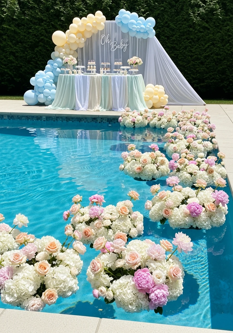 Poolside Floral Theme - 50 Perfect summer baby shower themes