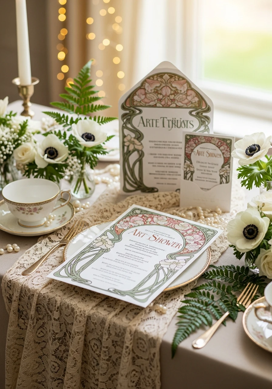 Art Nouveau Invitations - 50 Gorgeous Vintage Bridal Shower Ideas for a Timeless Celebration