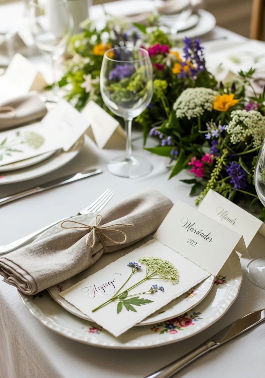 Pretty Botanical Place Cards - 50 Best Wildflower Baby Shower Theme Ideas for a 'Baby in Bloom' Party
