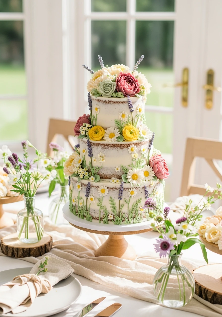 Edible Flower Cake - 50 Best Wildflower Baby Shower Theme Ideas for a 'Baby in Bloom' Party