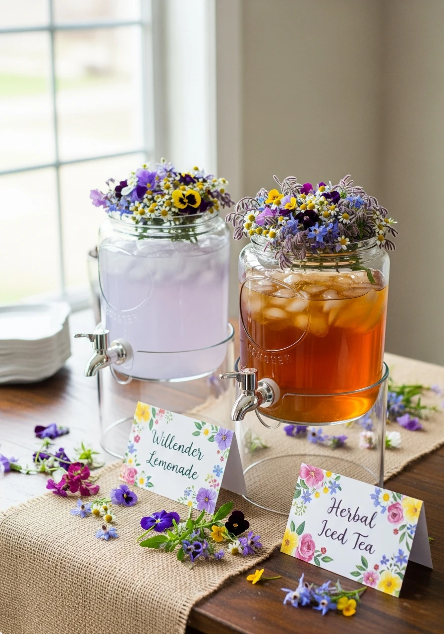 Floral Drink Station - 50 Best Wildflower Baby Shower Theme Ideas for a 'Baby in Bloom' Party