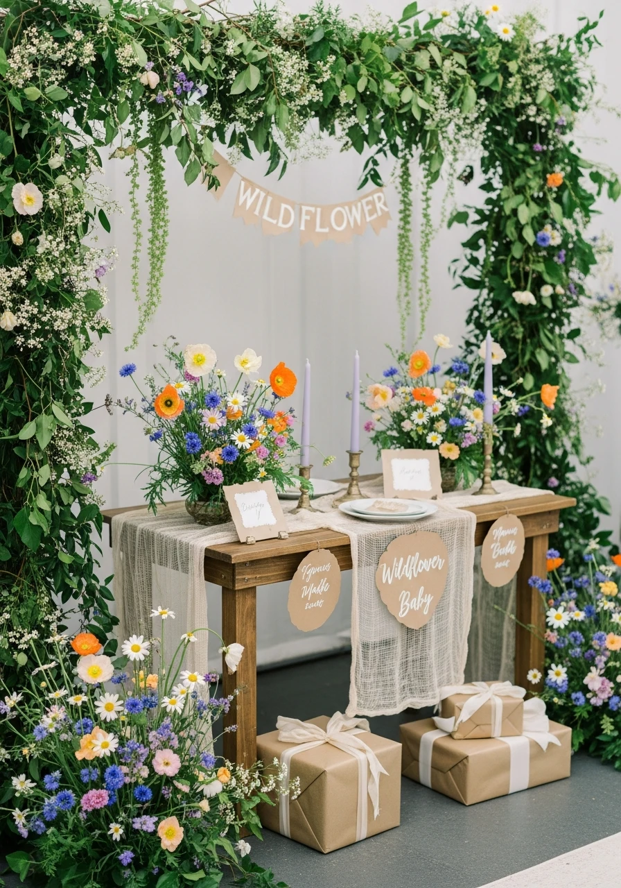 Decorate the Gift Table - 50 Best Wildflower Baby Shower Theme Ideas for a 'Baby in Bloom' Party